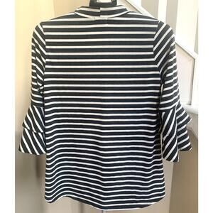 Sweet Lovely Women's Striped Bell Sleeve XL Black & White Top